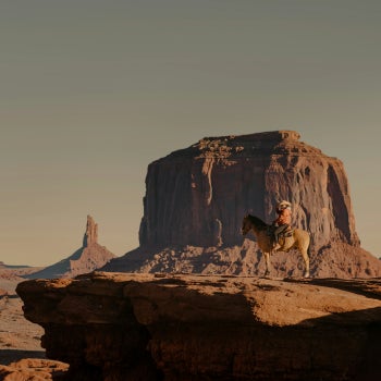 Rider on a cliff in Arizona